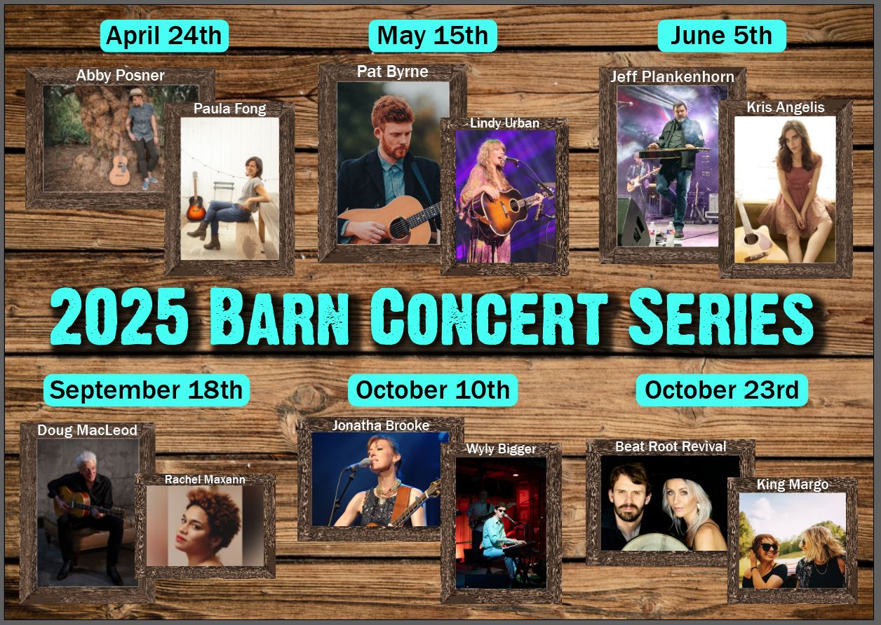 K1 - 2025 Barn Concert Series Season Tickets. Six concerts for the price of five.   4/24-10/25/2025